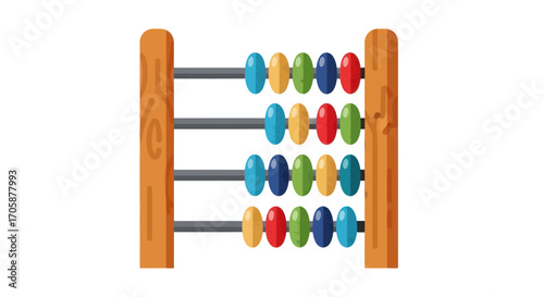 Colorful Wooden Abacus with Brightly Colored Beads for Education.