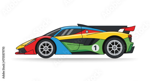 Colorful Racing Sports Car with Number 1 Decal.