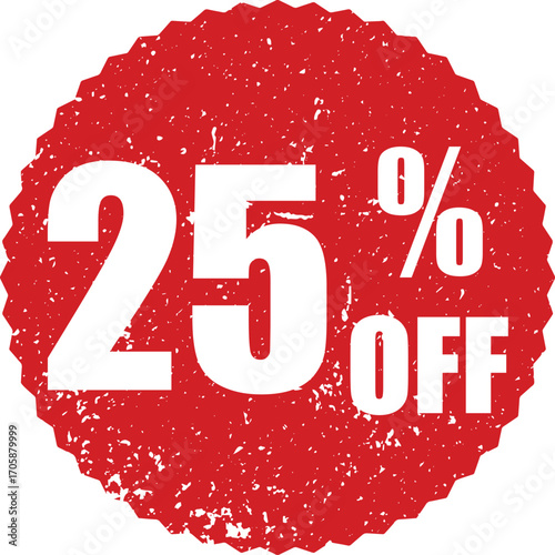 25% Off Promotion Sale Stamp Vector Grunge Sticker for Marketing & Discounts, Svg, Png