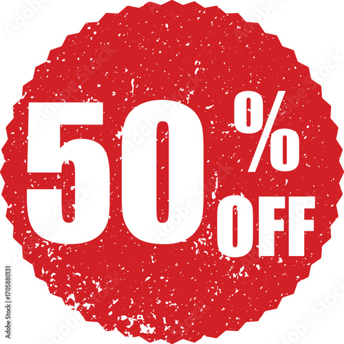 50% Off Promotion Sale Stamp Vector Grunge Sticker for Marketing & Discounts, Svg, Png