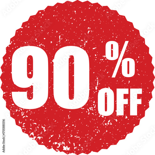 90% Off Promotion Sale Stamp Vector Grunge Sticker for Marketing & Discounts, Svg, Png