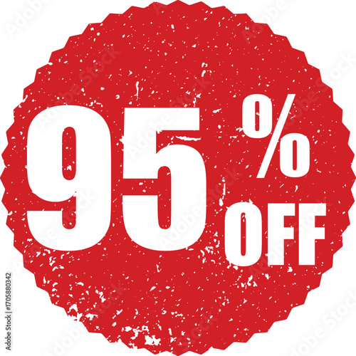 95% Off Promotion Sale Stamp Vector Grunge Sticker for Marketing & Discounts, Svg, Png