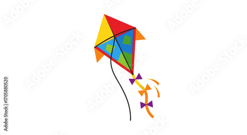 Colorful Diamond Kite with Tail and Decorative Bows.