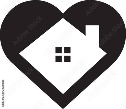Heart shaped house logo design for real estate and property business vector