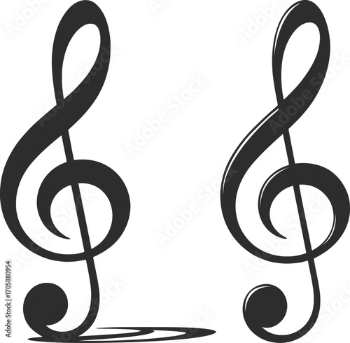 Treble Clef Music Symbol Vector, Musical Notation and Melody Illustration.