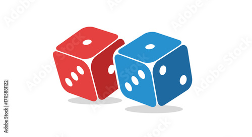 Two Colorful Dice with White Dots for Gambling Games.