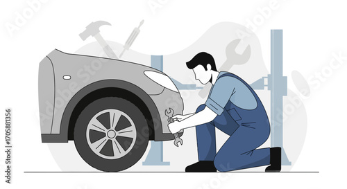 Automotive Maintenance Expert Performing Vehicle Inspection And Repair Operations Professionally