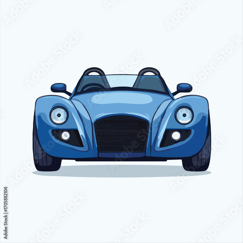 Stylish blue convertible sports car illustration.  Modern, sleek design