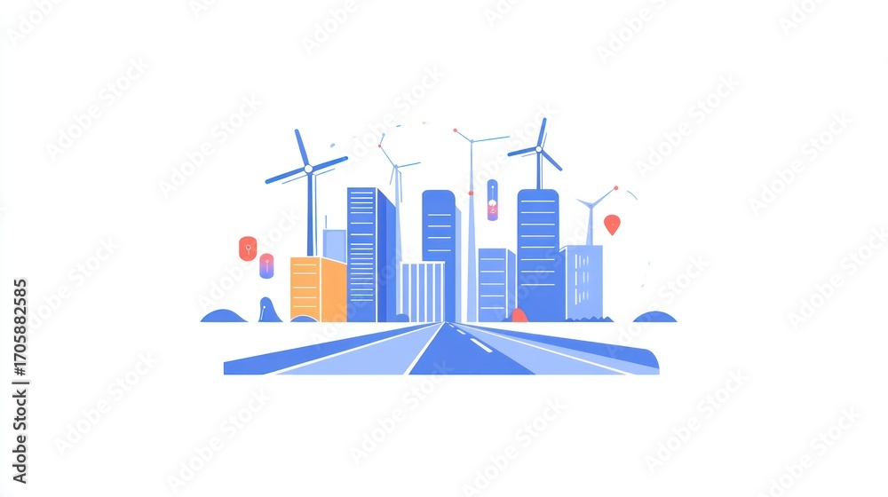 Obraz premium Cityscape illustration with road