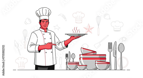 Culinary Creation: Chef's Presentation of a Delicious Dish, Ready to Serve