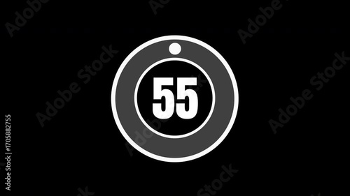 60 second timer circle countdown . 60 to 0 second animation countdown on black background 4K