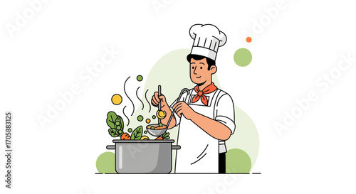 Culinary Professional Skillfully Crafting Delicious Dishes in a Modern Kitchen Setting