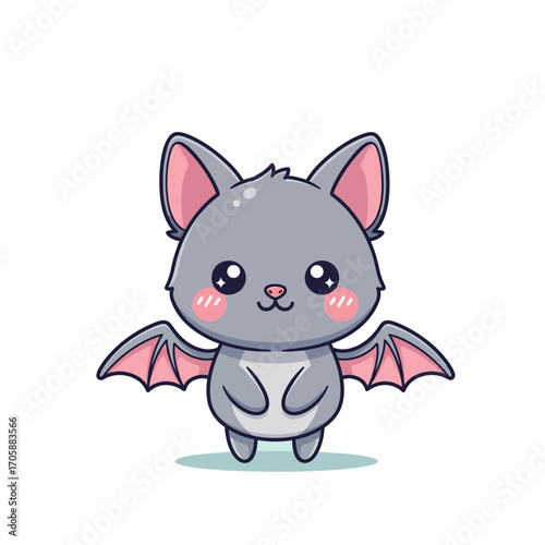 a cartoon bat with pink eyes and pink wings