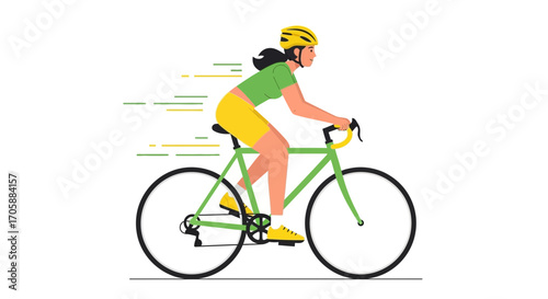Cycling Female Athlete Riding Bicycle, Sporting Activity And Healthy Lifestyle Concept