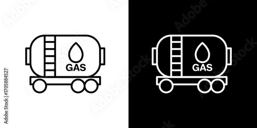 Gas Tanker Truck Icons - Industrial Transportation and Energy Vector Graphics