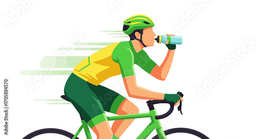 Cyclist Hydrating During Intense Bicycle Ride, Staying Fueled for The Competition