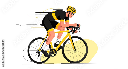 Cyclist In Action: Captivating Illustration Depicting Dynamic Cycling And Energy