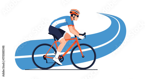 Cyclist Speedily Racing On A Road, Artistic Depiction Of Athletic Endeavor In Motion