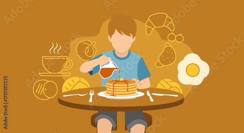 Young Person Prepares Fresh Homemade Pancakes For a Delicious Breakfast Meal