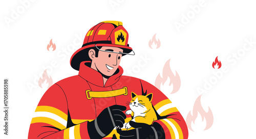 Dedicated Firefighter Rescues Adorable Kitten From Dangerous Blazing Inferno Situation
