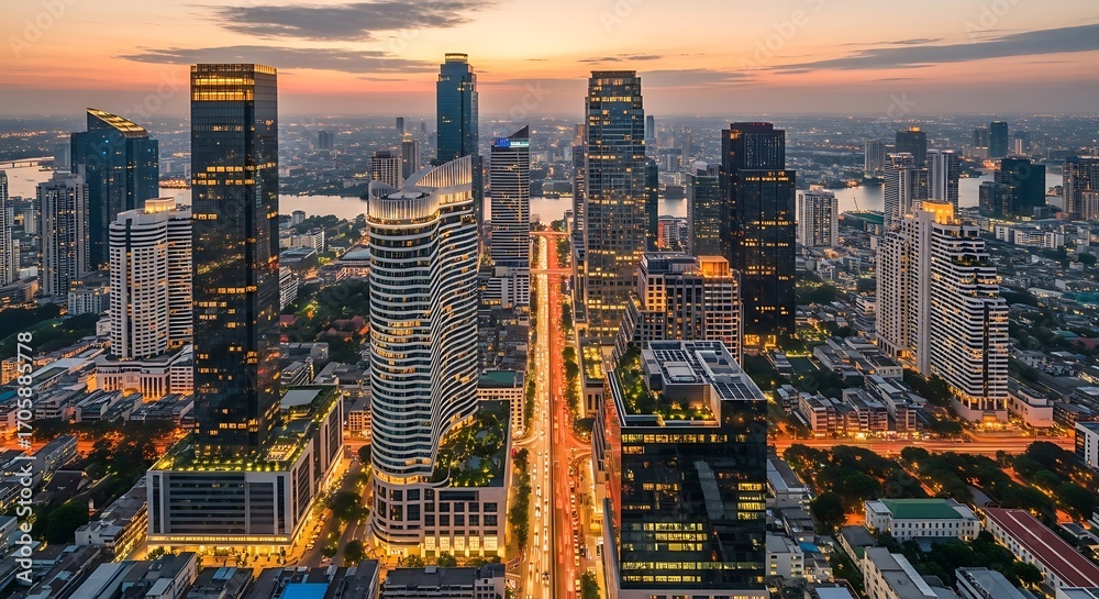 Obraz premium City Skyline at Sunset