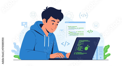 Young Programmer Concentrating On Coding Tasks Utilizing Modern Technological Approaches