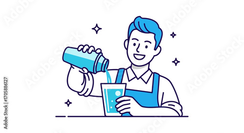 Delighted Bartender Preparing A Refreshing Drink For A Client In A Bar Establishment