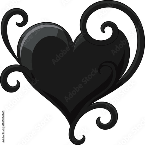 黒いハートのおしゃれデザインマーク