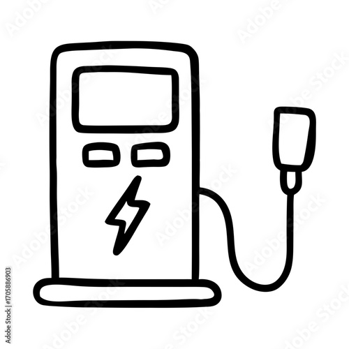 Electric charging station illustration on transparent background for Earth Day  