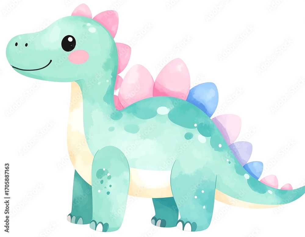 Fototapeta premium Cute, pastel-colored dinosaur