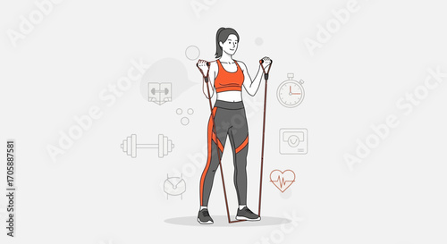 Young Woman Exercising With Resistance Bands Promoting Healthy Lifestyle and Fitness