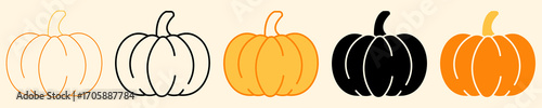 Pumpkin Icon Set Multiple Style Collection