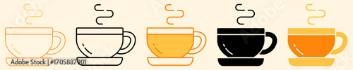Tea Cup Icon Set Multiple Style Collection