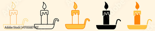 Candle Icon Set Multiple Style Collection