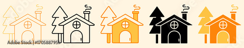 Cozy Cabin Icon Set Multiple Style Collection