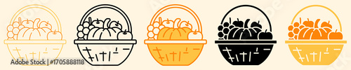 Harvest Basket Icon Set Multiple Style Collection