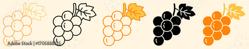 Grape Icon Set Multiple Style Collection