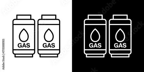 Simple line icon depicting two gas canisters. Vector symbol for fuel, propane, natural gas storage, and energy industry illustration