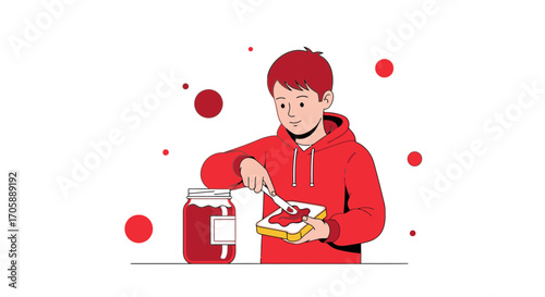 Youngster Preparing A Delightful Breakfast Sandwich Against A Clean Background Illustration