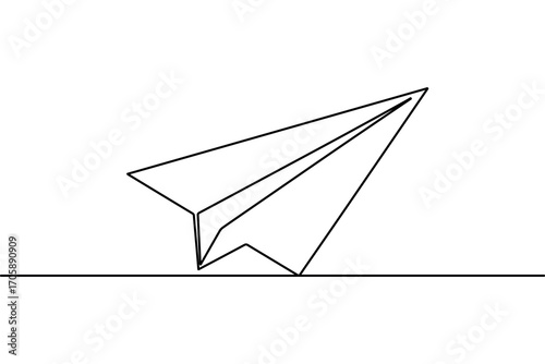 Minimalist paper plane icon one line drawing simple outline isolated modern vector illustration
