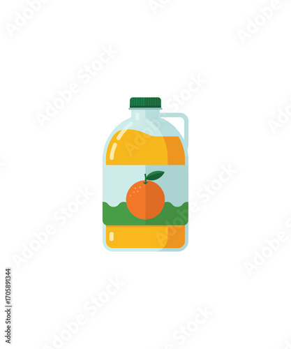 Vector art of large bottle of orange juice with label