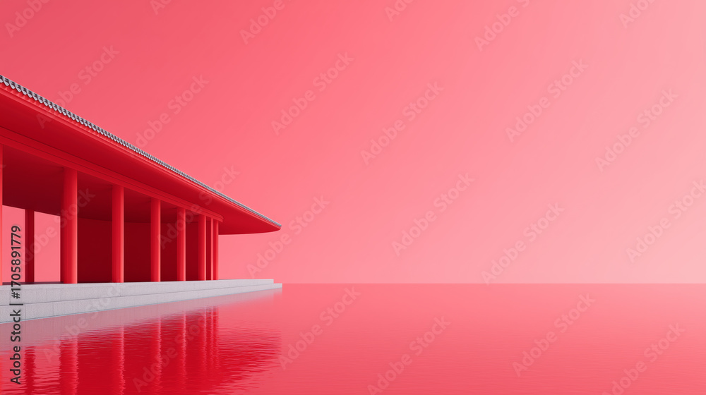 Obraz premium Red Building by Water