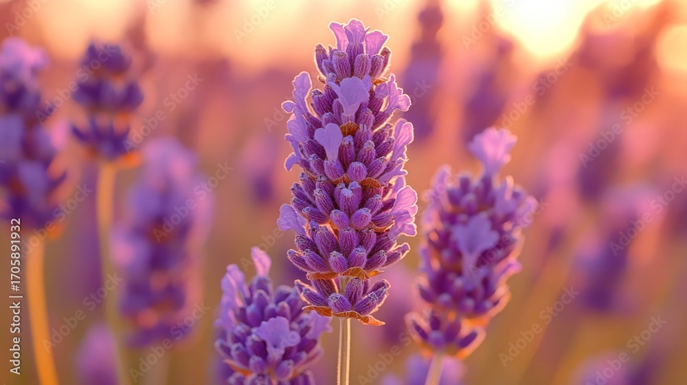 Fototapeta premium Lavender blooms at sunset