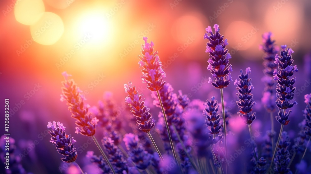Fototapeta premium Lavender field at sunset (3)