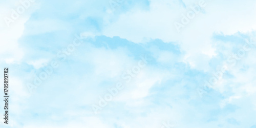 blue sky watercolor background with a soft gradient flat texture, blue sky and clouds colorful beautiful sky colour light background, Abstract blue watercolor background,	
