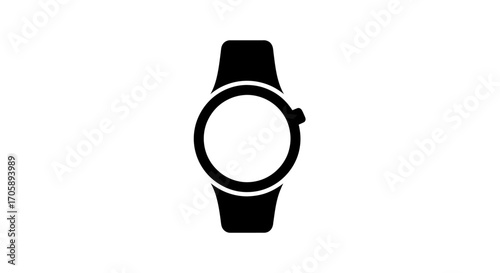 Black and White Minimalist Wristwatch with Round Face.