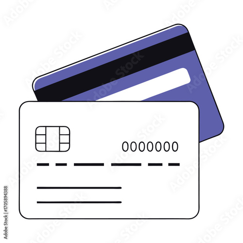 Vector art of credit card with chip and magnetic stripe