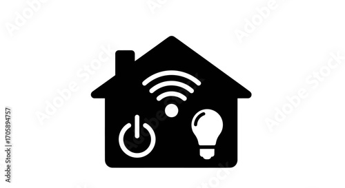 Smart Home Icon with Wireless Connectivity and Control.