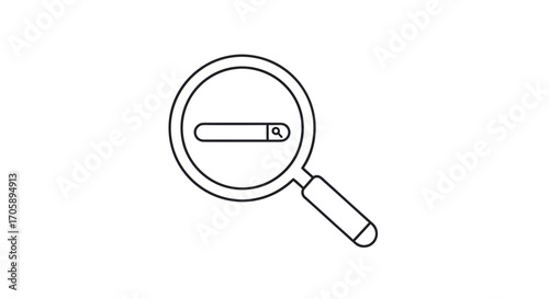 Simple Black and White Magnifying Glass with Search Bar.