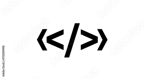 Black Code Symbol: Angle Brackets with Slash for Programming.